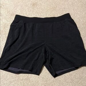Mens Lululemon black heathered 8” inseam shorts linerless